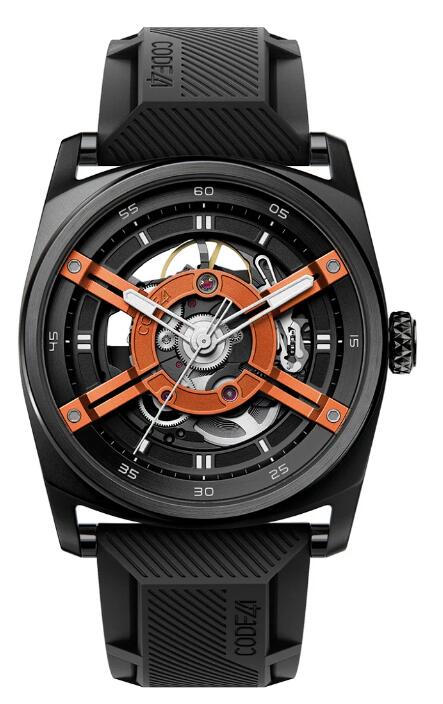 Code41 ANOMALY-T4 Black PVD Black & Orange Replica Watch ANT4-41.5-BK-BKO-WH.ST-24-RUB-R41-BK-DEP2-BK